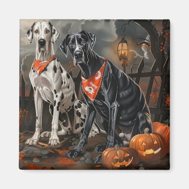 Great dane Halloween Spooky Magnet (Framsidan)