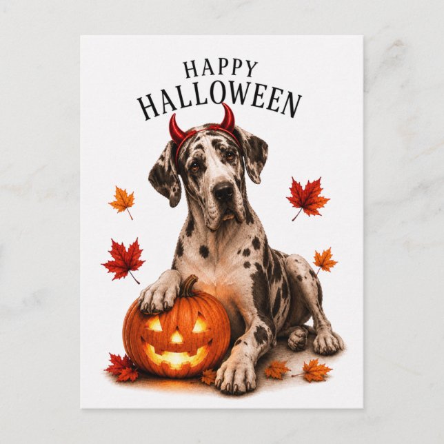 Great Dane Halloween Vykort (Framsida)