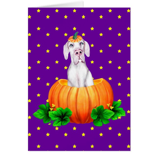 Great dane Halloween White UC Dane-O-Lantern Hälsningskort (Framsidan)