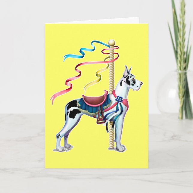 Great dane Harlequin Carousel - Anpassad Kort (Framsida)