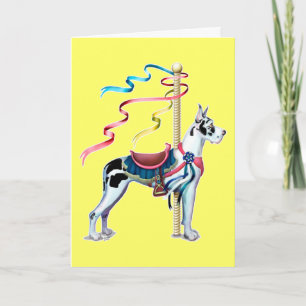 Great dane Harlequin Carousel - Anpassad Kort
