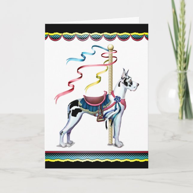 Great dane Harlequin Carousel - Anpassad Kort (Framsida)