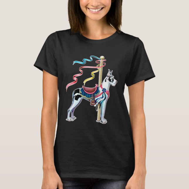 Great dane Harlequin Carousel T Shirt (Framsida)