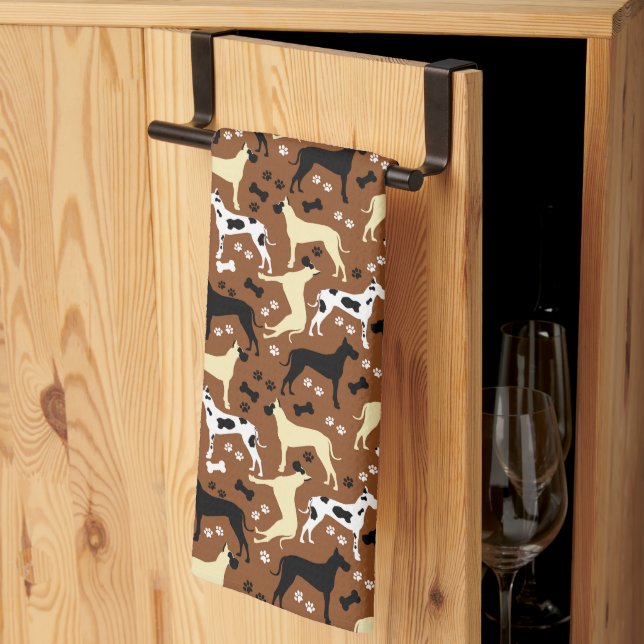 Great dane Harlequin Fawn Black Danes Kitchen Towe Kökshandduk (Thirds Fold)