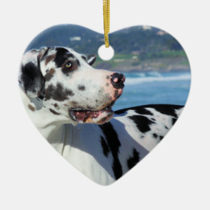 Great dane - Harlequin - hjärnspöke Julgransprydnad Keramik