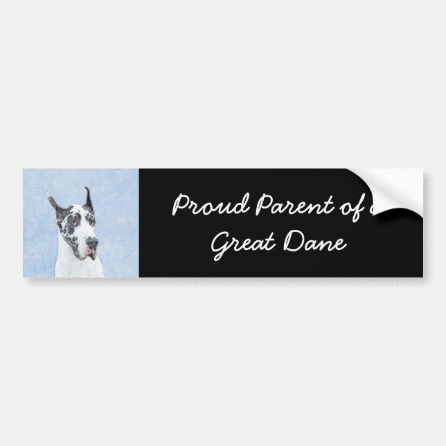 Great Dane (Harlequin) Målning - Original Hund Kon Bildekal (Framsidan)