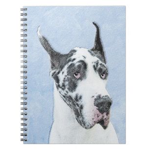 great dane (Harlequin) - Originalkonst Hund Anteckningsbok