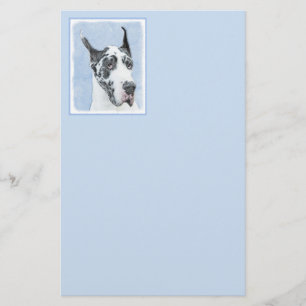 Great dane (Harlequin) - Originalkonst Hund Brevpapper