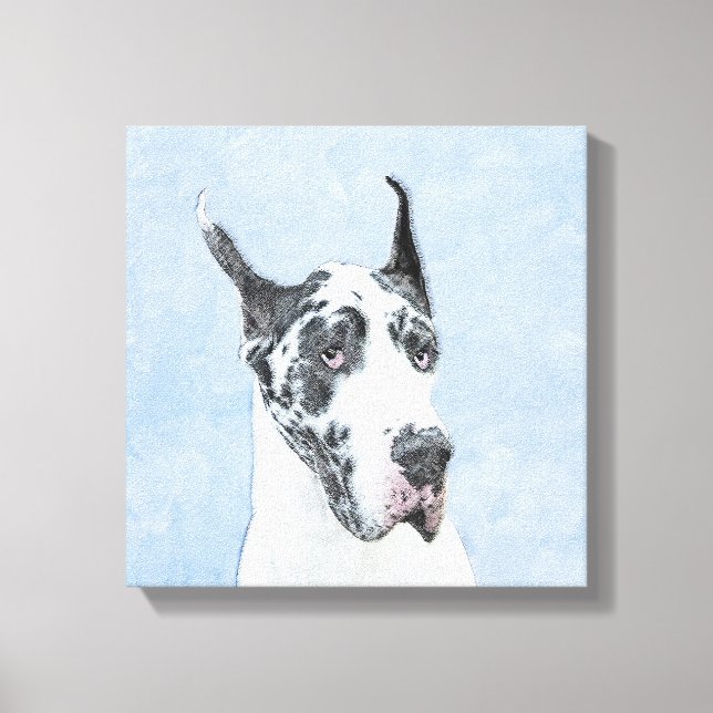 Great dane (Harlequin) - Originalkonst Hund Canvastryck (Framsida)