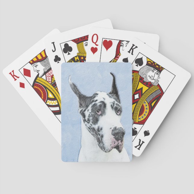 Great dane (Harlequin) - Originalkonst Hund Casinokort (Baksidan)