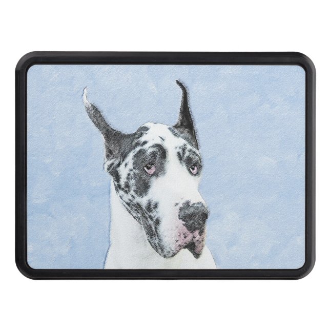 great dane (Harlequin) - Originalkonst Hund Dragkroksskydd (Framsidan)