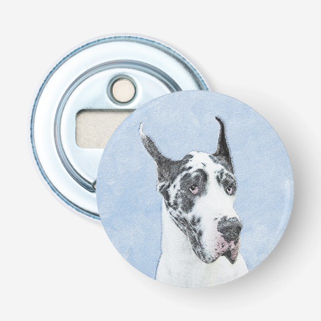 Great dane (Harlequin) - Originalkonst Hund Flasköppnare (Framsidan)