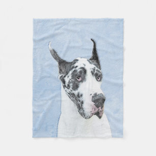 Great dane (Harlequin) - Originalkonst Hund Fleecefilt