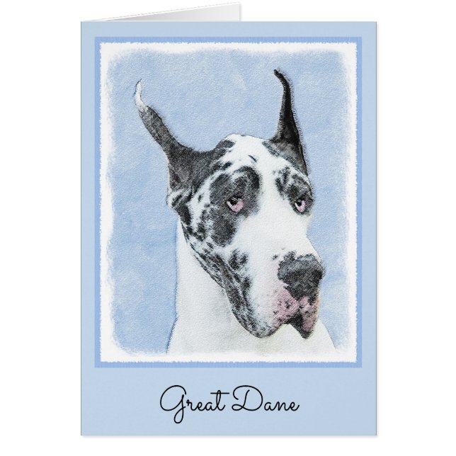 Great dane (Harlequin) - Originalkonst Hund Hälsningskort (Framsidan)