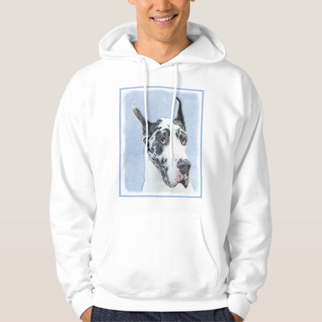 Great dane (Harlequin) - Originalkonst Hund Hoodie (Framsida)