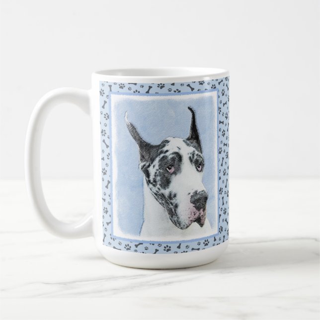 Great dane (Harlequin) - Originalkonst Hund Kaffemugg (Vänster)