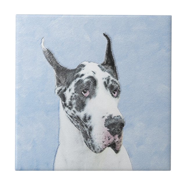 Great dane (Harlequin) - Originalkonst Hund Kakelplatta (Framsidan)