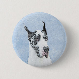 Great dane (Harlequin) - Originalkonst Hund Knapp