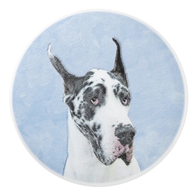 Great dane (Harlequin) - Originalkonst Hund Knopp (Framsidan)