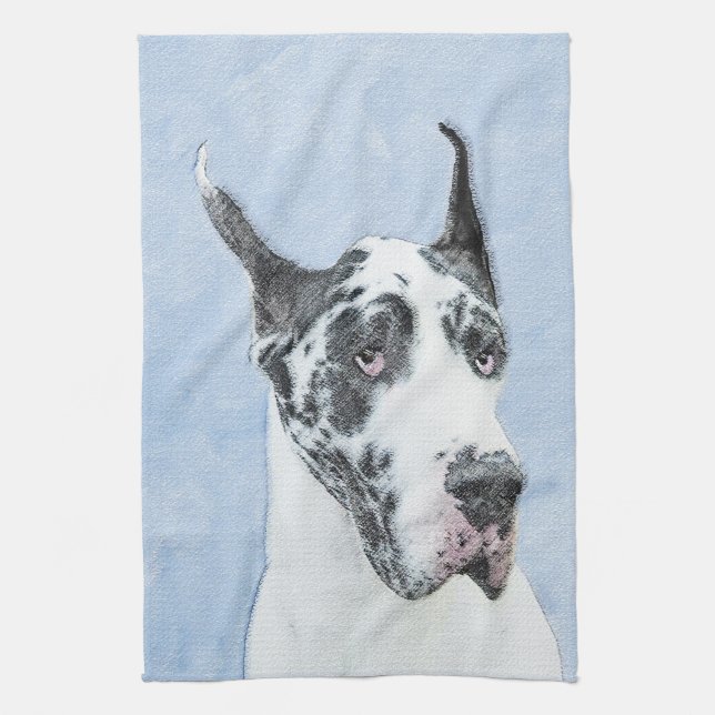 Great dane (Harlequin) - Originalkonst Hund Kökshandduk (Vertikal)
