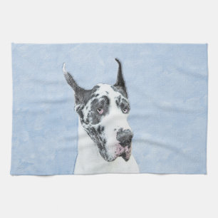 Great dane (Harlequin) - Originalkonst Hund Kökshandduk