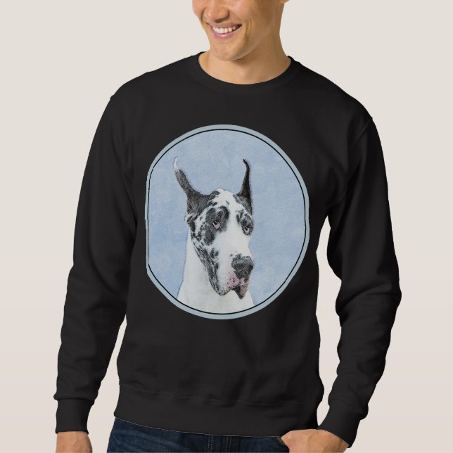 Great dane (Harlequin) - Originalkonst Hund Lång Ärmad Tröja (Framsida)
