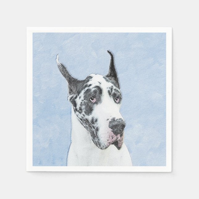 Great dane (Harlequin) - Originalkonst Hund Pappersservett (Framsidan)