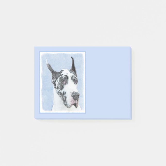 Great dane (Harlequin) - Originalkonst Hund Post-it Block (Framsida)