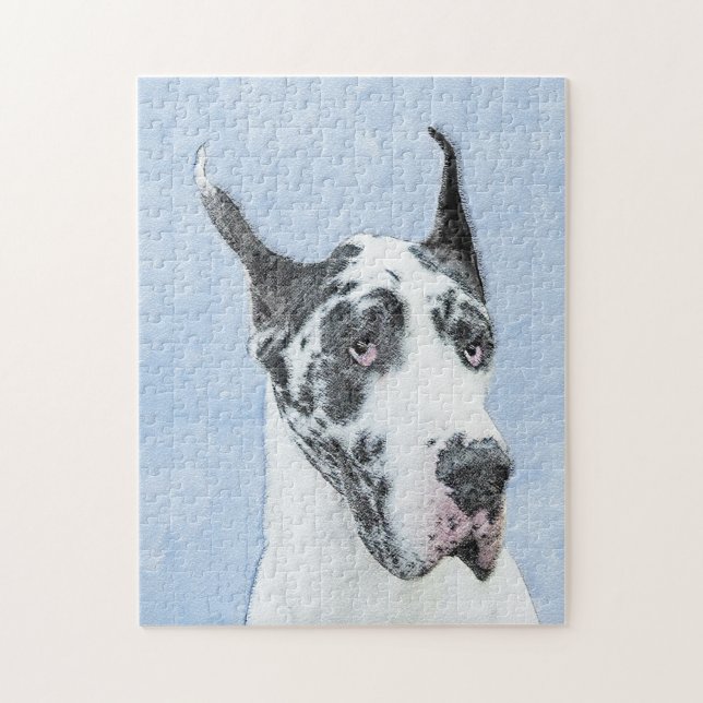 Great dane (Harlequin) - Originalkonst Hund Pussel (Vertikal)