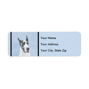 Great dane (Harlequin) - Originalkonst Hund Returadress Etikett