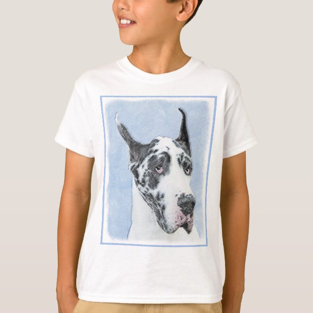 Great dane (Harlequin) - Originalkonst Hund T Shirt (Framsida)