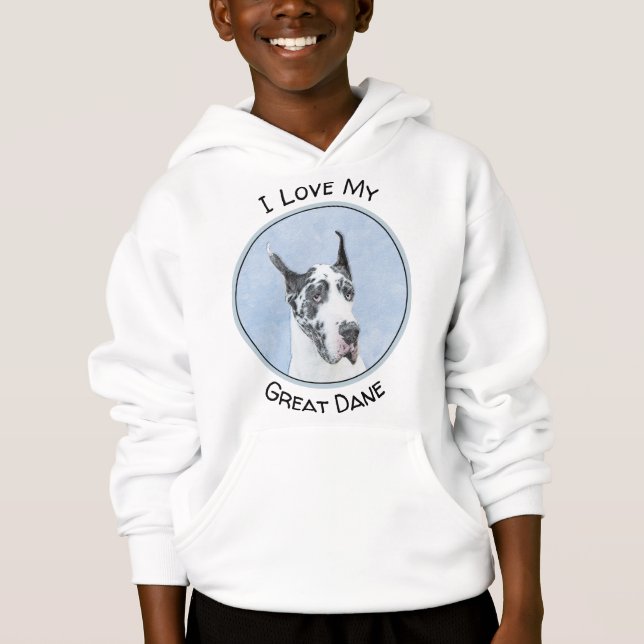 Great dane (Harlequin) - Originalkonst Hund T Shirt (Framsida)