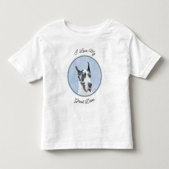 Great dane (Harlequin) - Originalkonst Hund T Shirt (Framsida)