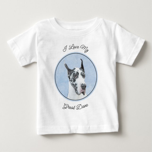 Great dane (Harlequin) - Originalkonst Hund T Shirt (Framsida)