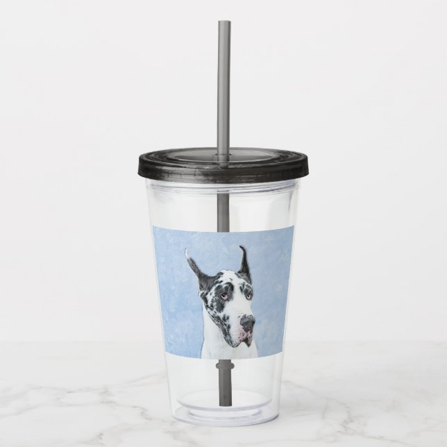 Great dane (Harlequin) - Originalkonst Hund Take Away Mugg (Framsida)