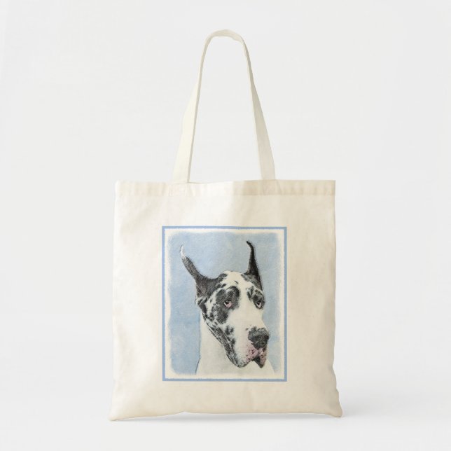 Great dane (Harlequin) - Originalkonst Hund Tygkasse (Framsidan)