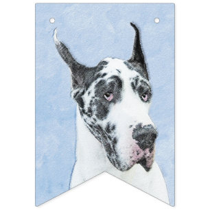 Great dane (Harlequin) - Originalkonst Hund Vimplar