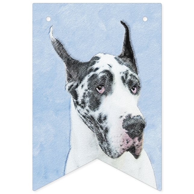 Great dane (Harlequin) - Originalkonst Hund Vimplar (Första flaggan)