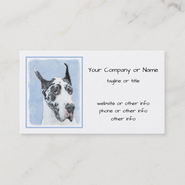 Great dane (Harlequin) - Originalkonst Hund Visitkort (Framsida)