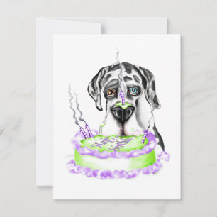 Great dane Harlequin UC Birthday Cake Inbjudningar