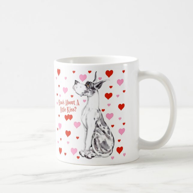 Great dane Harlequin Valentines Day Kiss Kaffemugg (Höger)