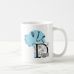 Great dane Head Porträtt och namn av tysk ras Kaffemugg