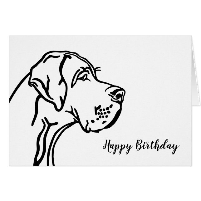 Great dane Head teckning Hälsningskort (Framsidan Horizontal)
