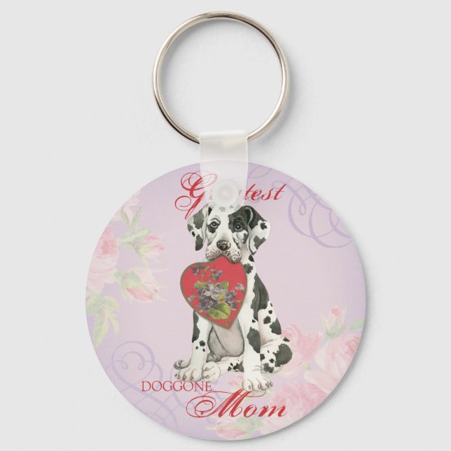 Great dane Heart Mamma Nyckelring (Framsida)