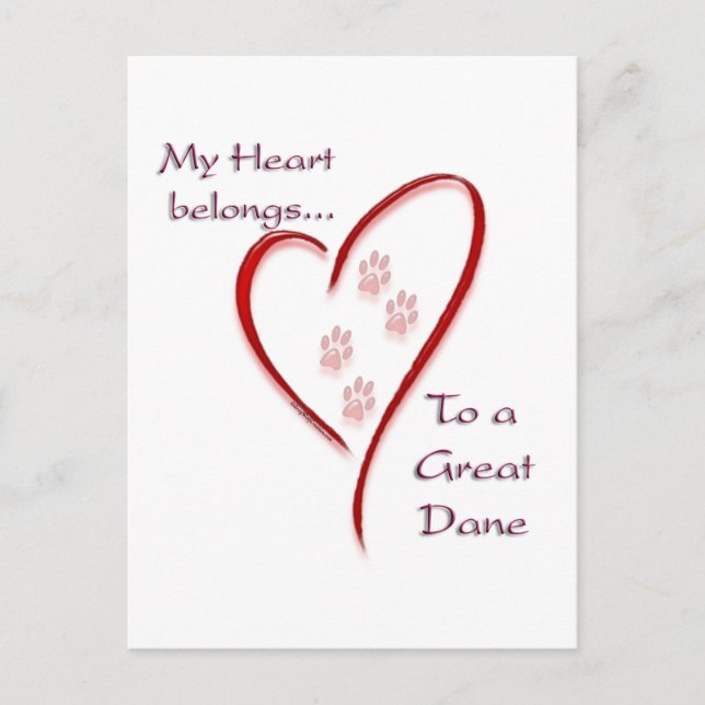 Great dane Heart-Tillhören Vykort (Framsida)