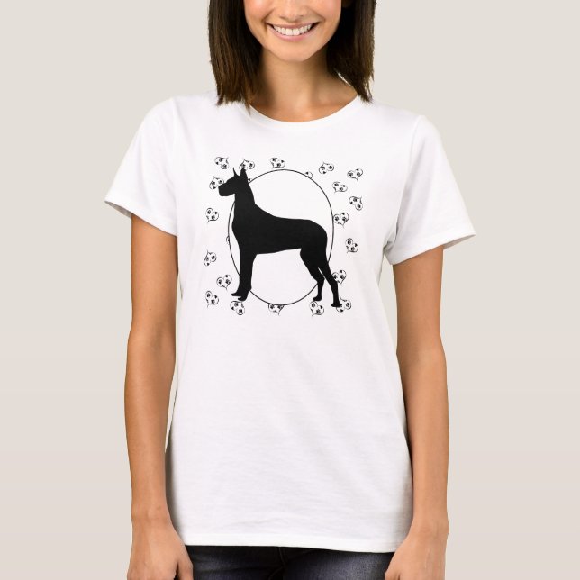 Great dane Hearts och Tassavtryck T Shirt (Framsida)
