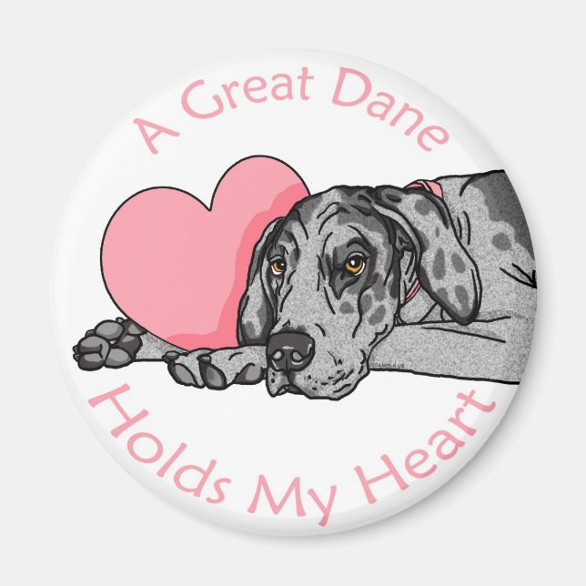 Great dane Holds Heart Merle UC Magnet (Framsidan)