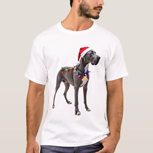Great Dane Holiday julbelysning  (3) T Shirt (Framsida)