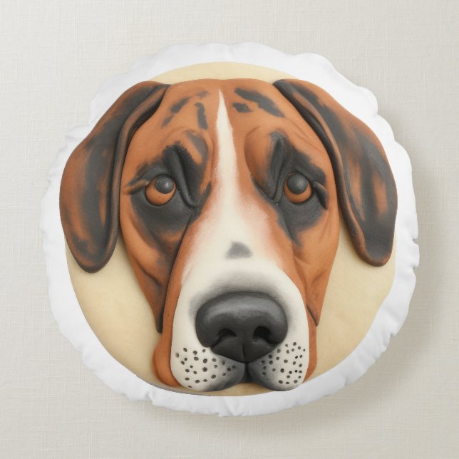 Great dane Hund 3D Inspired Rund Kudde (Framsidan)