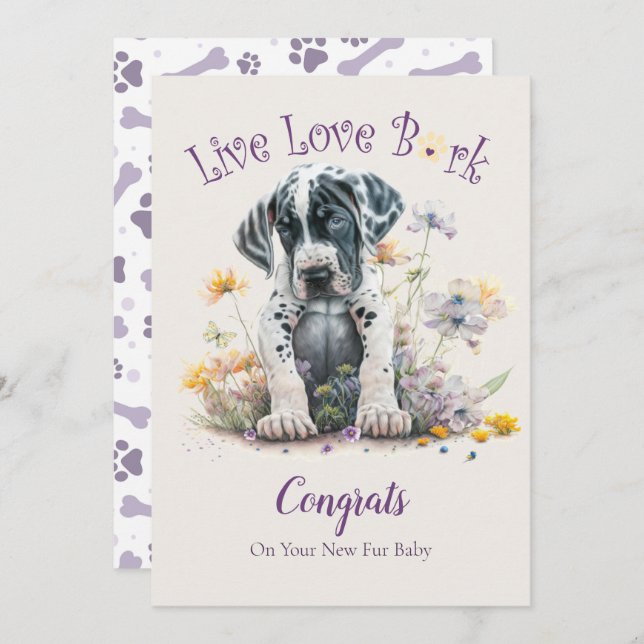 Great Dane Hund Adoption, Gotcha Day Kort (Fram/baksida)